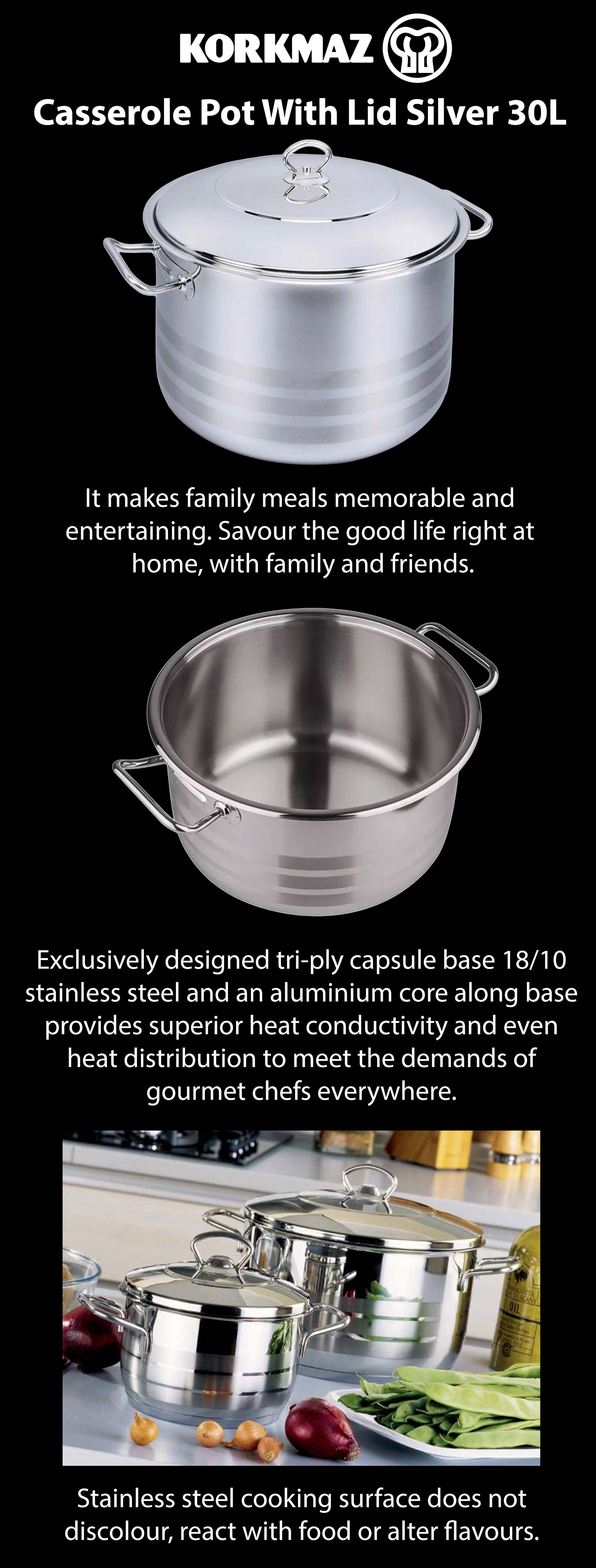 Casserole Pot With Lid Silver Lightweight and small size for convenient storagecm