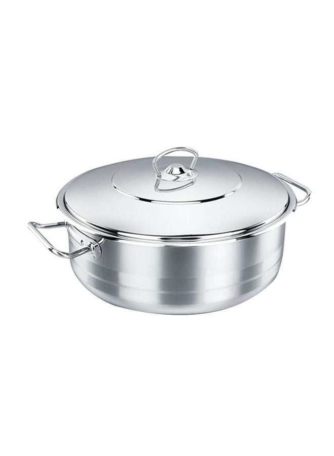Low Casserole With Lid Silver 24x8cm