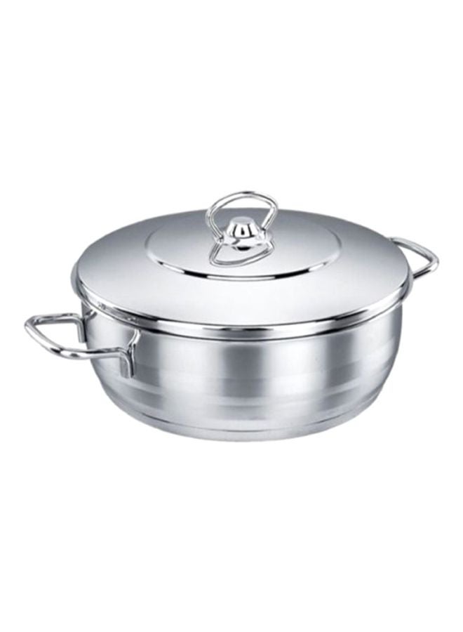Extra Low Casserole With Lid Silver 7.5Liters