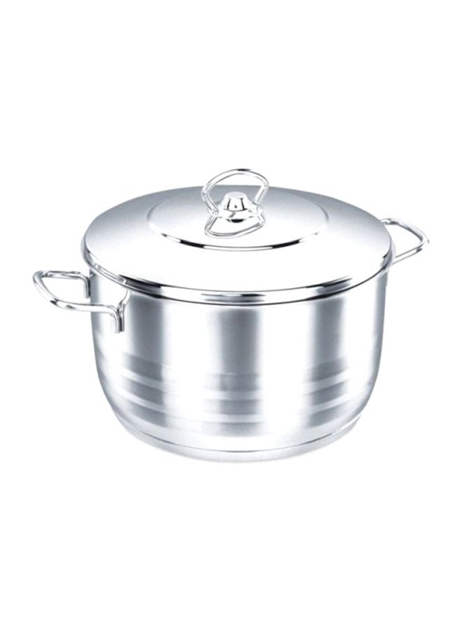 Sturdy And Durable Exclusive Shaped Cool Touch Handle Mega Casserole With Lid Silver 8Liters