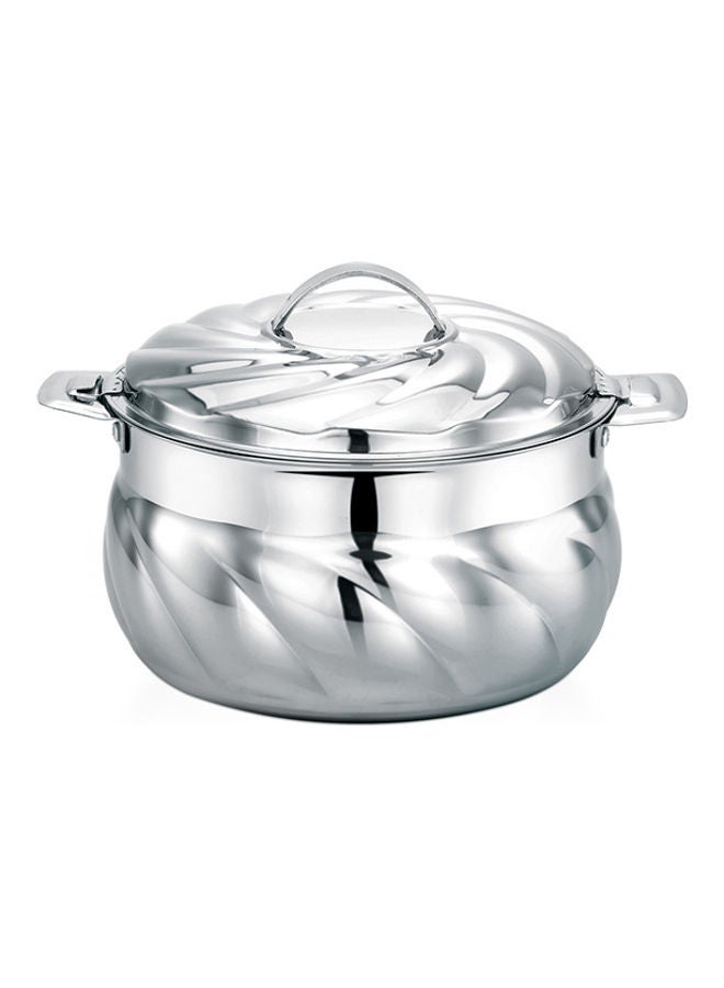 Food-Grade Hot And Cold Hotpot With Double Wall Vacuum Insulation| Firm Twist Lock To Keep Food Fresh For Long| Elegant And Unique Design Perfect For Rice Roti Curry| Silver Silver 3500ml