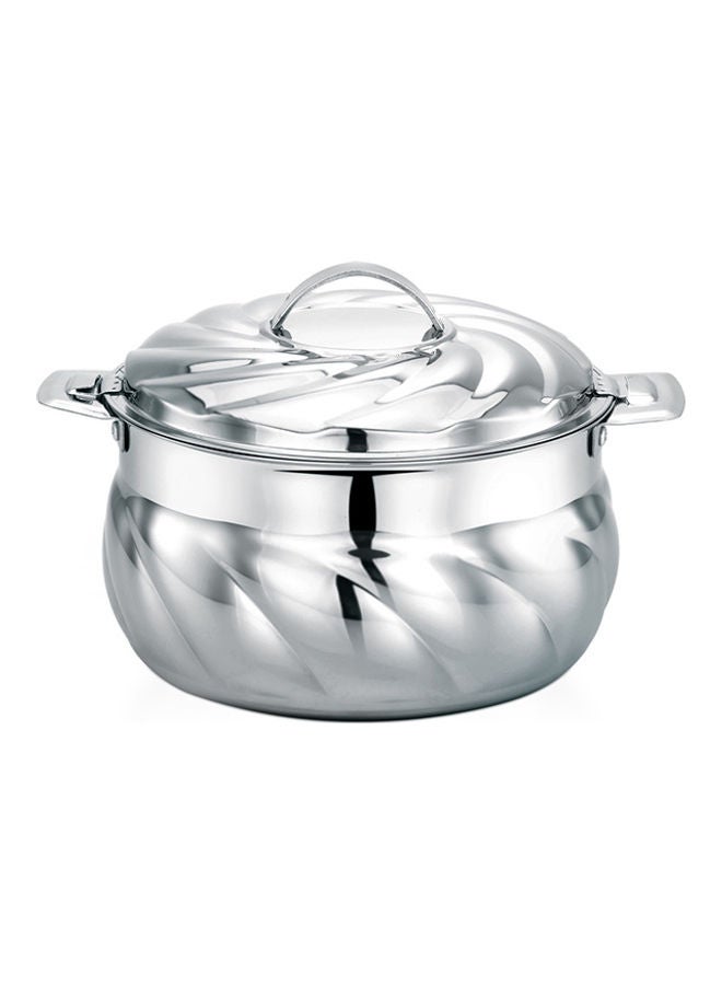 Food-Grade Hot And Cold Hotpot With Double Wall Vacuum Insulation| Firm Twist Lock To Keep Food Fresh For Long| Elegant And Unique Design Perfect For Rice Roti Curry| Silver Silver 2500ml