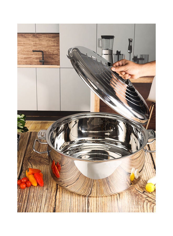 Food-Grade Hot And Cold Hotpot With Double Wall Vacuum Insulation| Firm Twist Lock To Keep Food Fresh For Long| Elegant And Unique Design Perfect For Rice Roti Curry| Silver Silver 30Liters