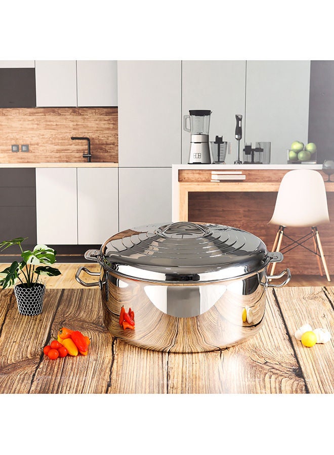 Food-Grade Hot And Cold Hotpot With Double Wall Vacuum Insulation| Firm Twist Lock To Keep Food Fresh For Long| Elegant And Unique Design Perfect For Rice Roti Curry| Silver Silver 30Liters