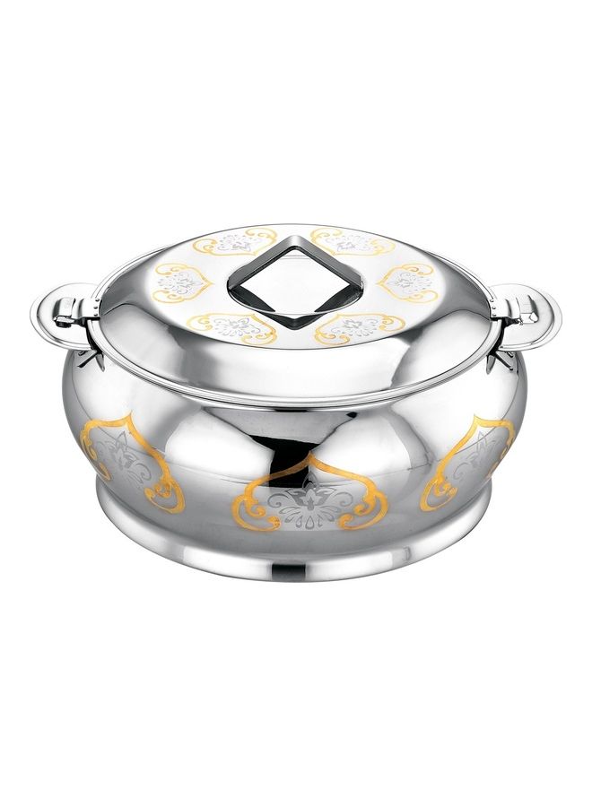 Romeo Stainless Steel Hotpot- RF11445| Food-Grade Hot And Cold Hotpot With Double Wall Vacuum Insulation| Firm Twist Lock To Keep Food Fresh For Long| Elegant And Unique Design, Perfect For Rice, Roti, Curry| Silver Silver 2500ml