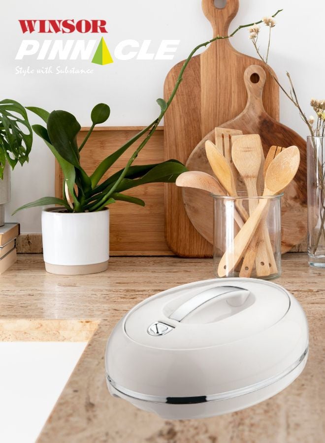 Winsor Omega Thermo Container 3000 ml | Insulated Stainless Steel Casserole 3L | Insulated Food Warmer | Perfect for your Dining Table - SILVER