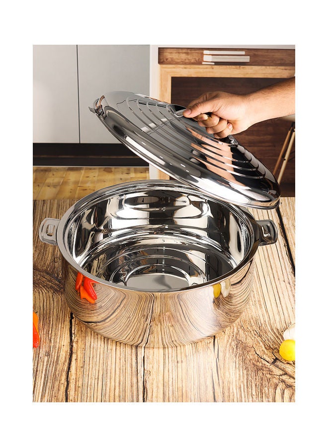 Food-Grade Hot And Cold Hotpot With Double Wall Vacuum Insulation| Firm Twist Lock To Keep Food Fresh For Long| Elegant And Unique Design Perfect For Rice Roti Curry| Silver Silver 20Liters