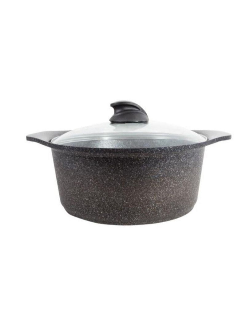 Arshia Nonstick Granite Casserole 24cm With Glass Lid