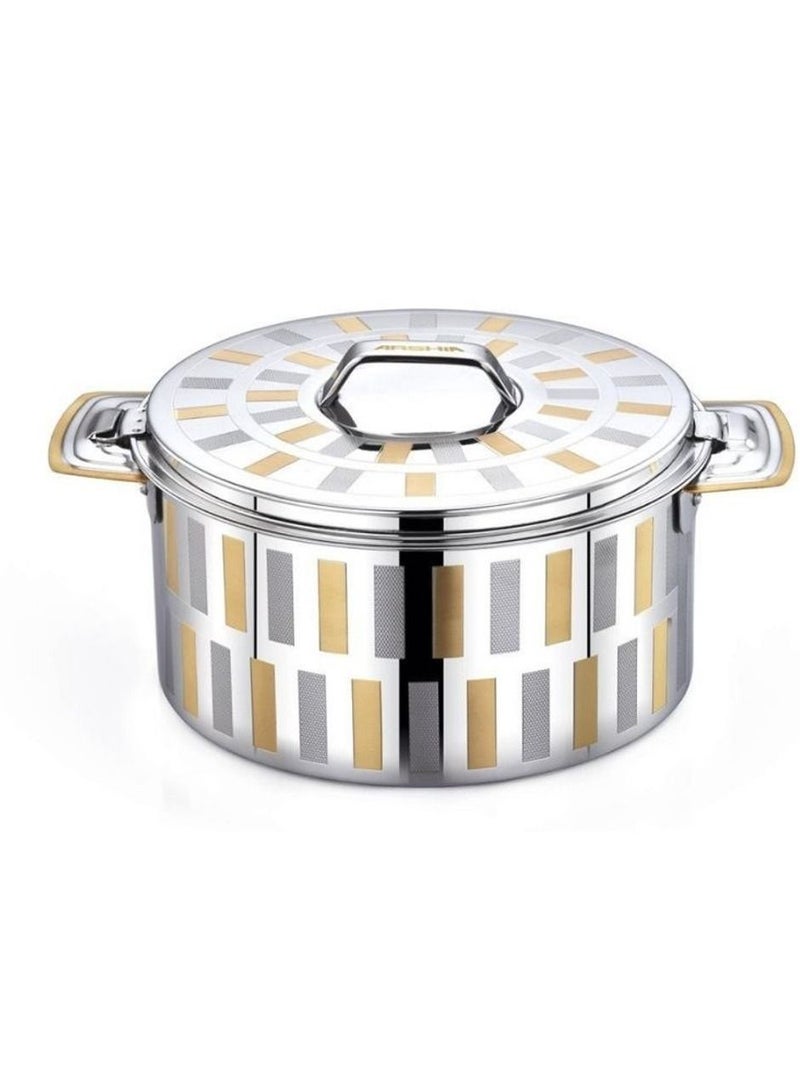 Arshia Stainless Steel Hot Pot Food Warmer Line Design Gold-Plated 2500ML