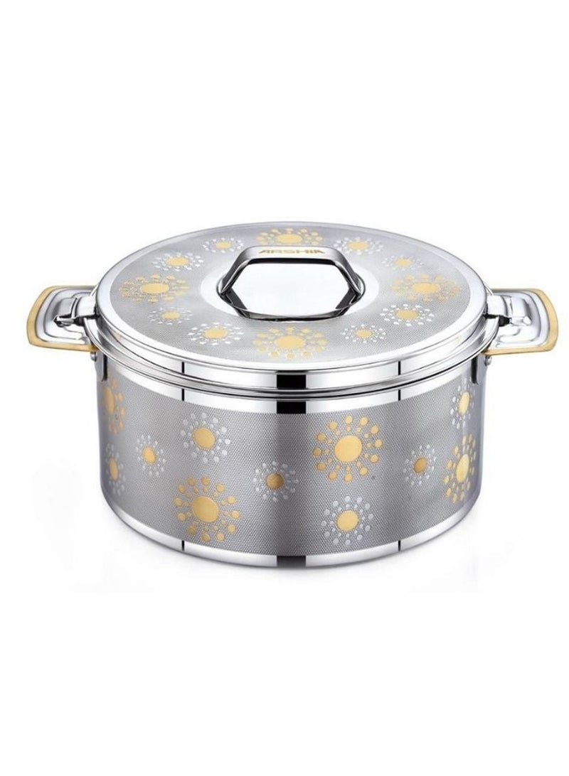 Arshia Stainless Steel Hot Pot Food Warmer Bubble Design Gold-Plated 2500ML