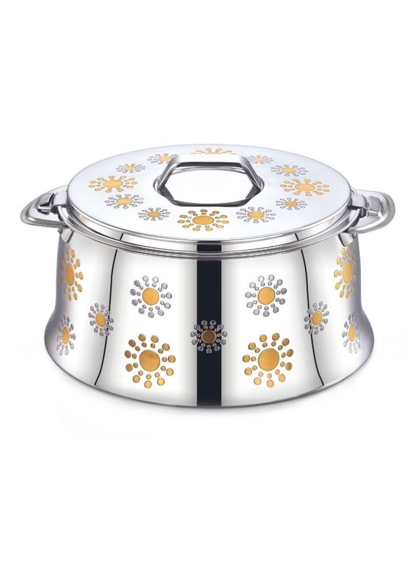 Arshia Stainless Steel Hot Pot Food Warmer Belly Shaped Bubble Design Gold-Plated 7500ML