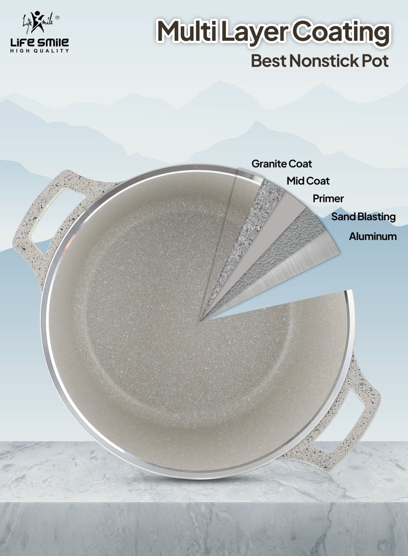 28CM Nonstick Granite Coated Stock Pot - Superior Heat Transfer, Fat-Free Cooking, 1-Year Guarantee