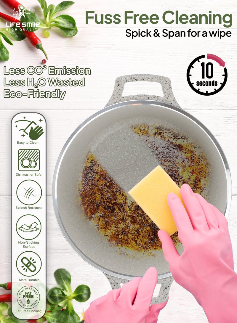 28CM Nonstick Granite Coated Stock Pot - Superior Heat Transfer, Fat-Free Cooking, 1-Year Guarantee