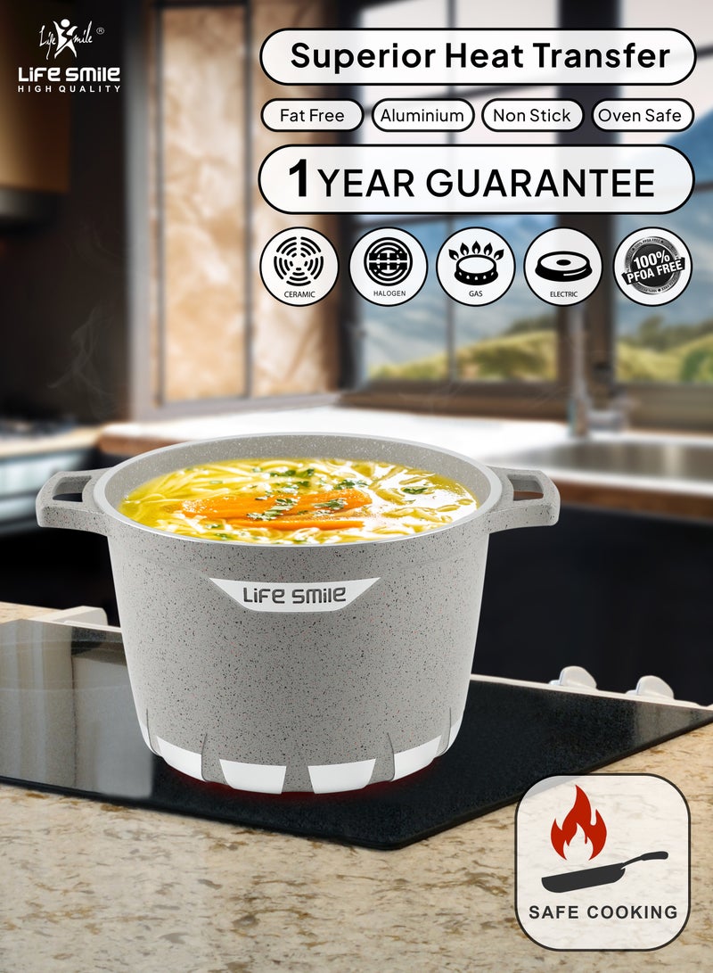 28CM Nonstick Granite Coated Stock Pot - Superior Heat Transfer, Fat-Free Cooking, 1-Year Guarantee