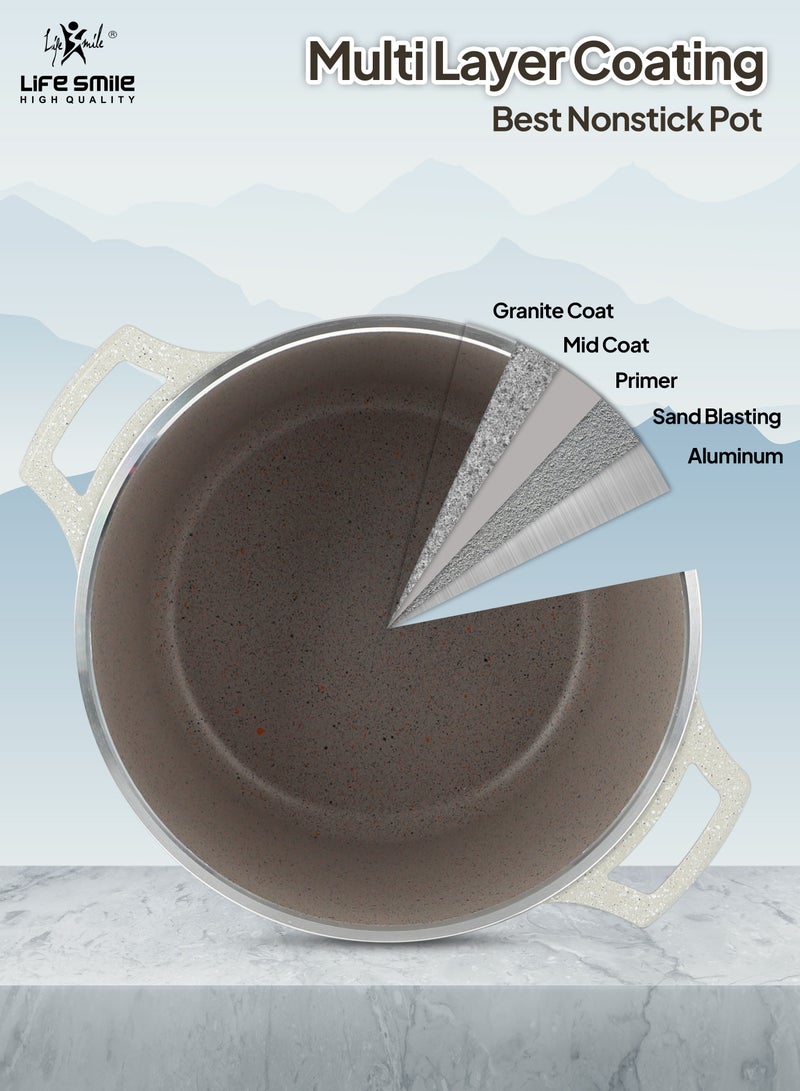 28CM Nonstick Granite Coated Stock Pot - Superior Heat Transfer, Fat-Free Cooking, 1-Year Guarantee