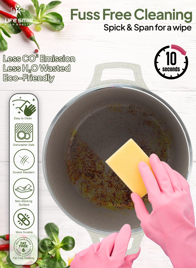 28CM Nonstick Granite Coated Stock Pot - Superior Heat Transfer, Fat-Free Cooking, 1-Year Guarantee