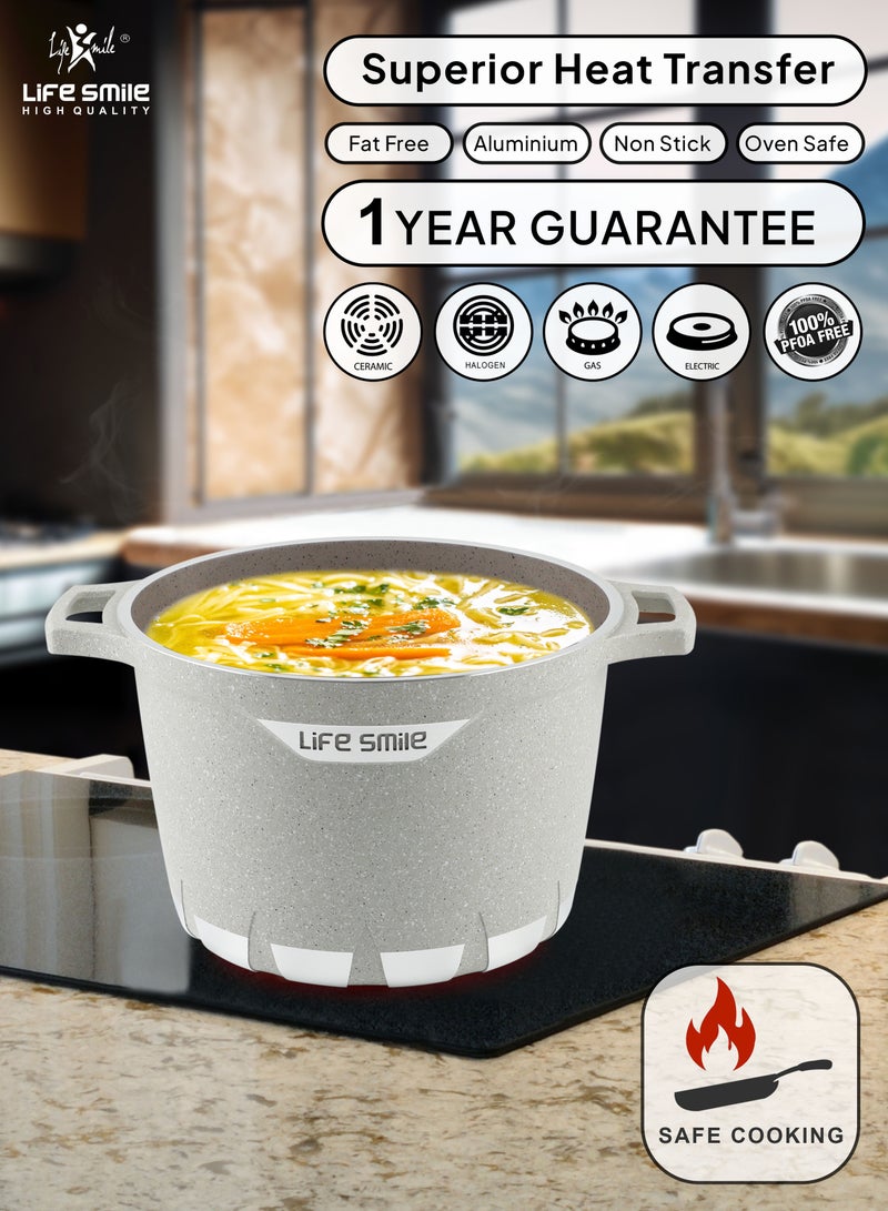 28CM Nonstick Granite Coated Stock Pot - Superior Heat Transfer, Fat-Free Cooking, 1-Year Guarantee