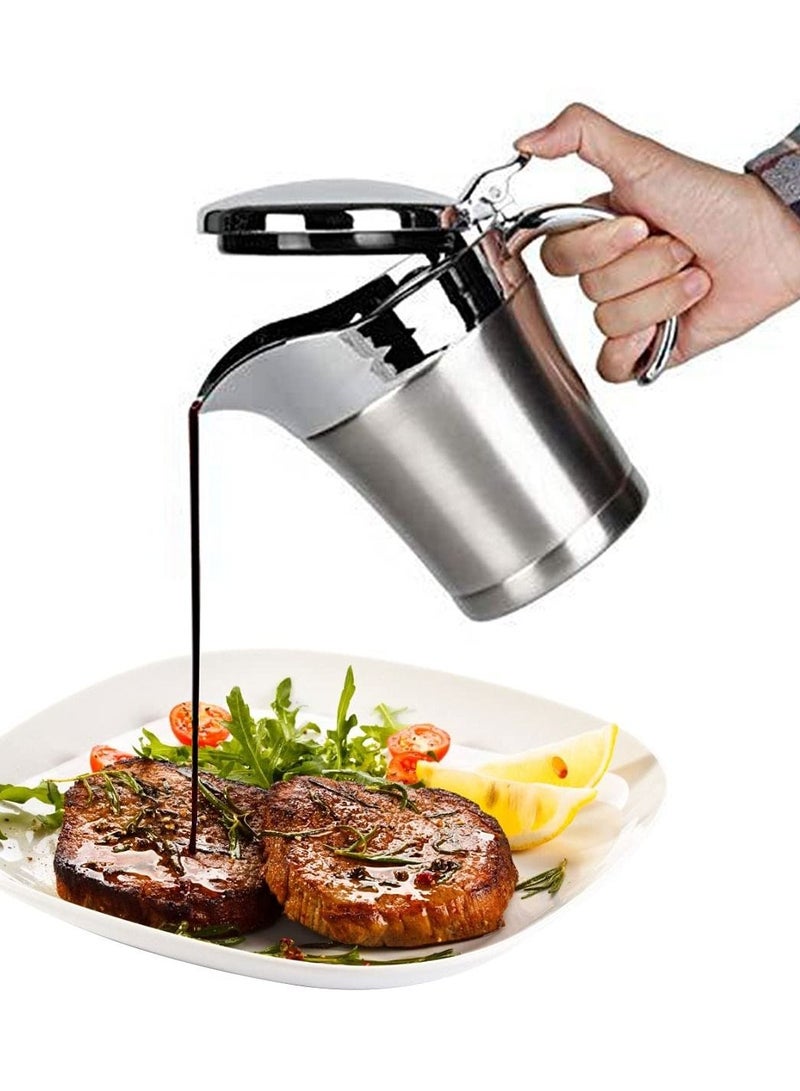 Gravy Pot, 450ml Gravy Boat Sauce Jug Stainless Steel Insulated Gravy Jug Custard Serving for Gravy, Custard, Cream, Sauce