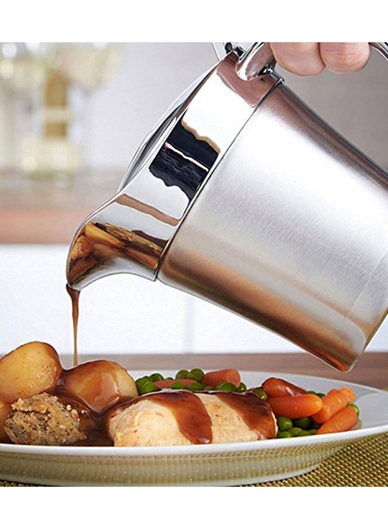 Gravy Pot, 450ml Gravy Boat Sauce Jug Stainless Steel Insulated Gravy Jug Custard Serving for Gravy, Custard, Cream, Sauce