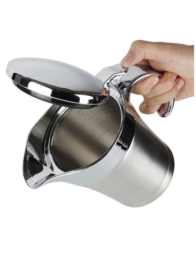 Gravy Pot, 450ml Gravy Boat Sauce Jug Stainless Steel Insulated Gravy Jug Custard Serving for Gravy, Custard, Cream, Sauce