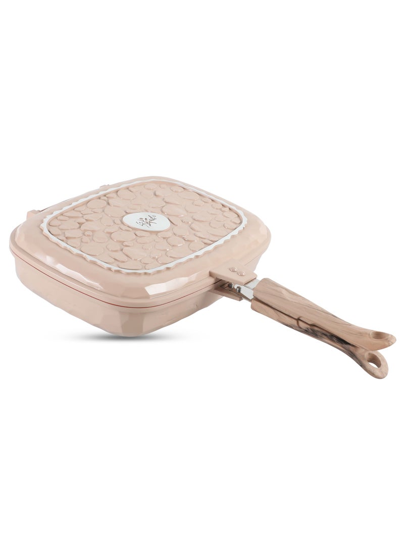 32CM Smart Double Grill Pan - Stone Design - 100% PFOA FREE - Flipping Grill Frying Pan | Multiple Hob Compatibility