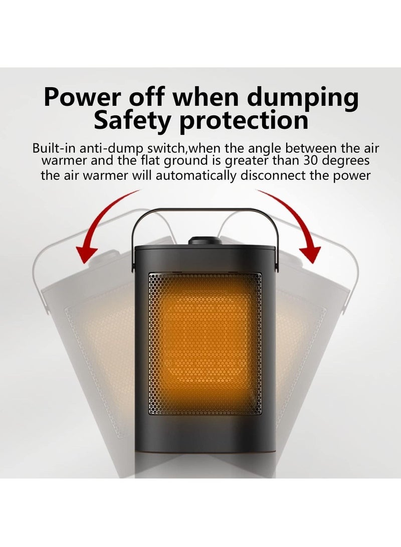 Mini Ceramic Fan Heater, Portable Electric Fan Heater with Energy Saving, Quiet Operation Overheating, and Tilt Protection for Office, Bathroom, Living Room, Bedroom (Black)