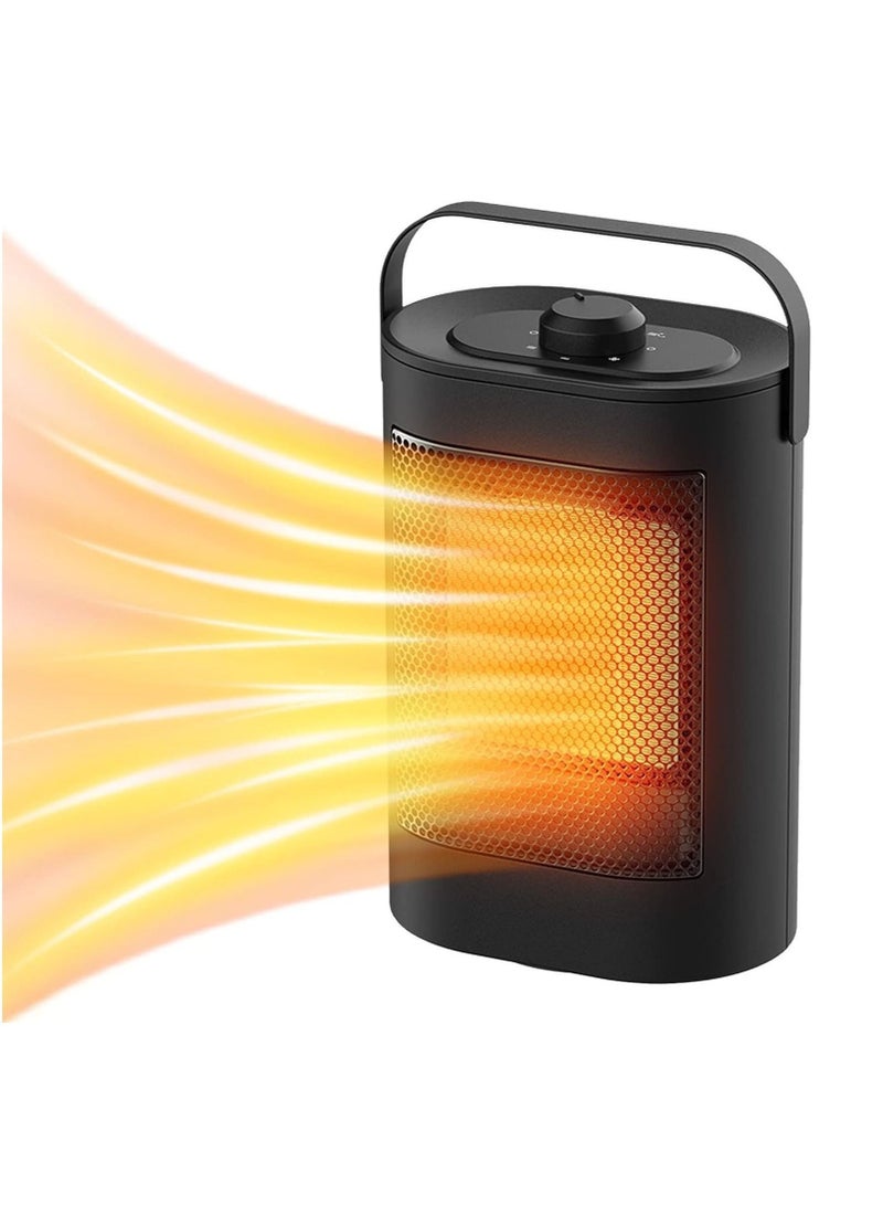 Mini Ceramic Fan Heater, Portable Electric Fan Heater with Energy Saving, Quiet Operation Overheating, and Tilt Protection for Office, Bathroom, Living Room, Bedroom (Black)