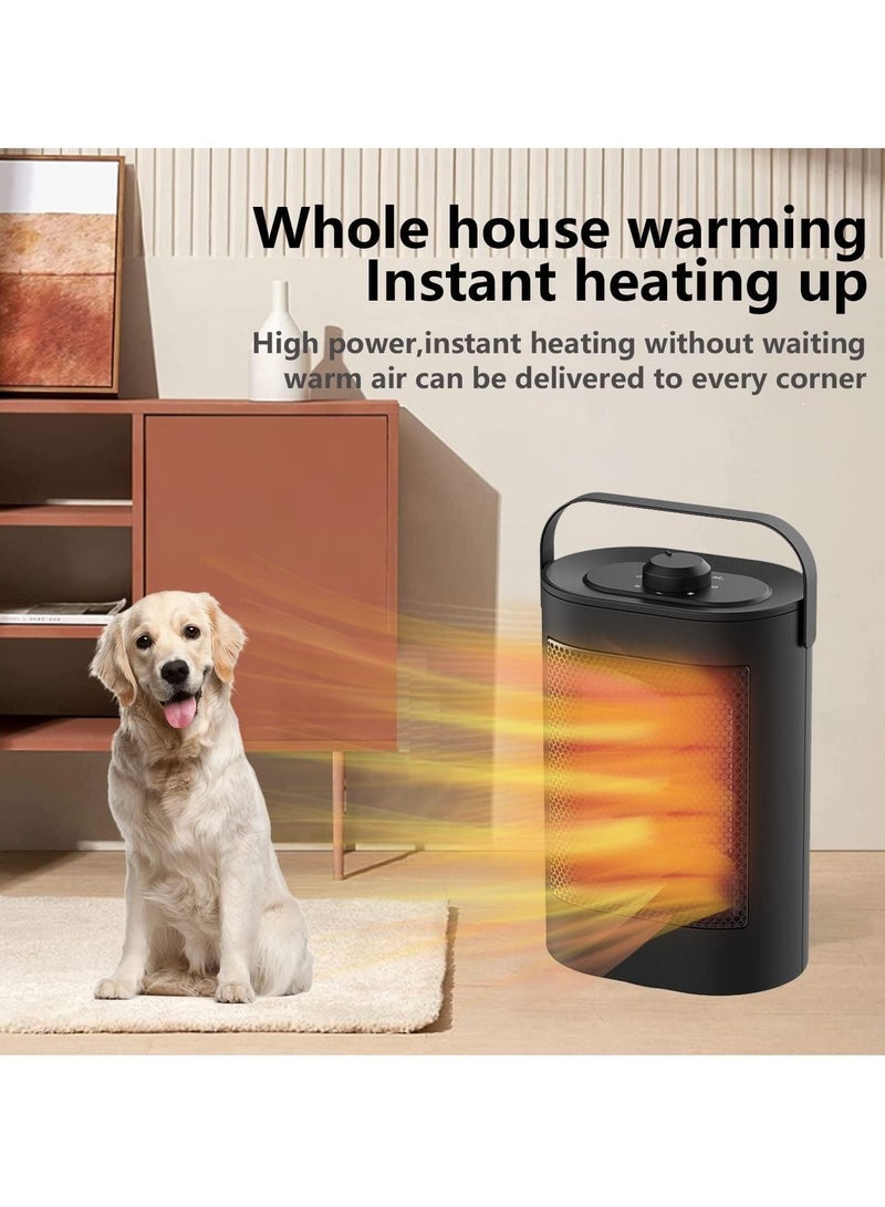 Mini Ceramic Fan Heater, Portable Electric Fan Heater with Energy Saving, Quiet Operation Overheating, and Tilt Protection for Office, Bathroom, Living Room, Bedroom (Black)