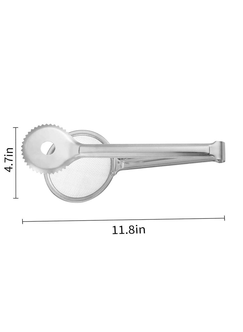 2 in 1 Stainless Steel Fine Mesh Strainer Oil Frying Filter Spoon Colander Clips Multi functional Kitchen Frying Accessories for Fried Food Salad BBQ 2 Pack
