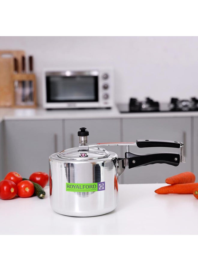 3Ltr Pressure Cooker Aluminium Inner Lid Free Extra Gasket & Safety Valve Silver 3.0Liters