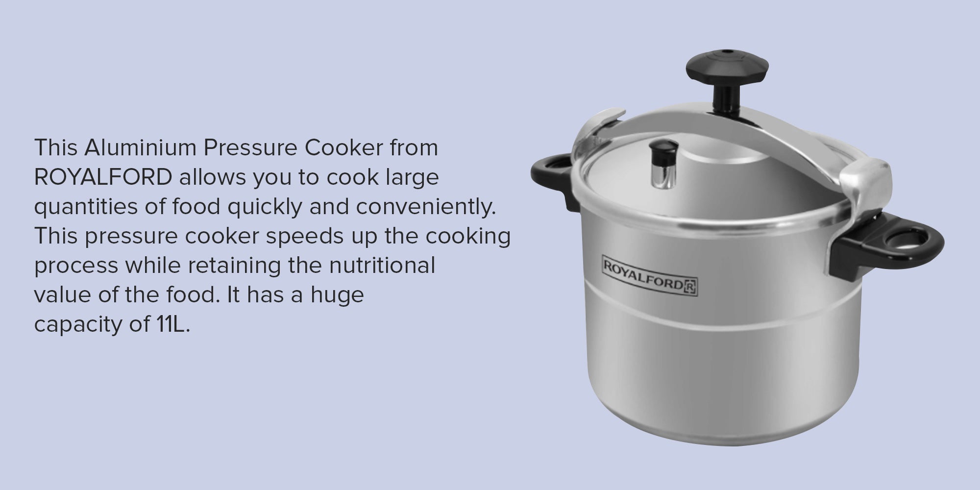 Lightweight And Durable Home Kitchen Pressure Cooker With Lid 11Liters