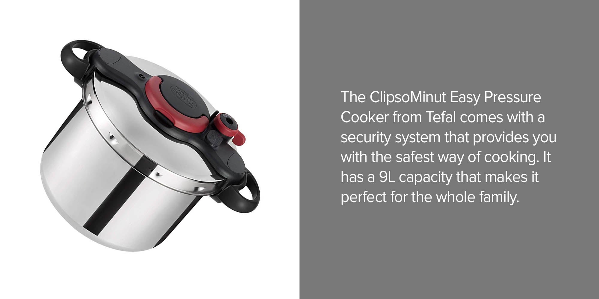 Clipsominut Easy 9Liters Pressure Cooker Induction Stainless Steel Non-Stick 9Liters