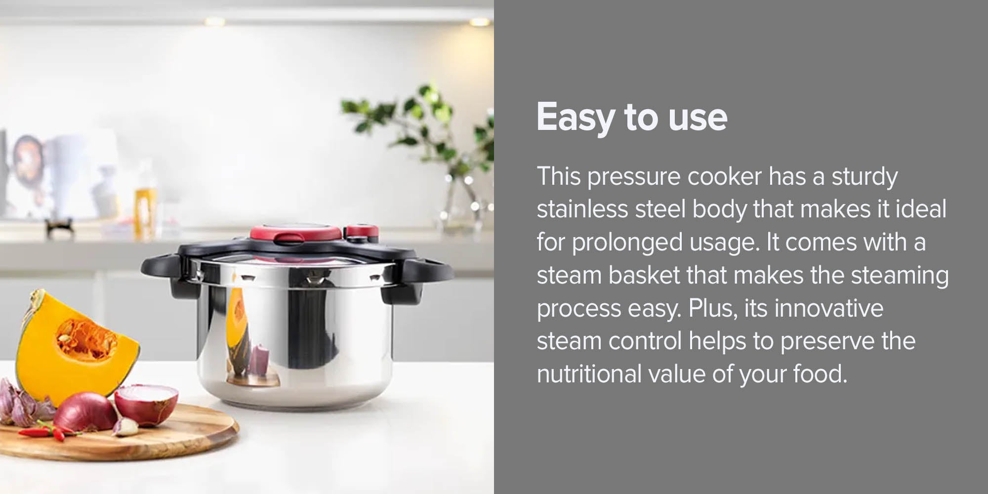 Clipsominut Easy 9Liters Pressure Cooker Induction Stainless Steel Non-Stick 9Liters