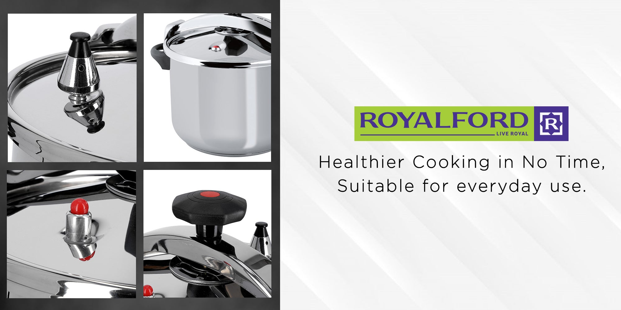 Stainless Steel Lightweight And Durable Home Kitchen Pressure Cooker With Lid 5Liters