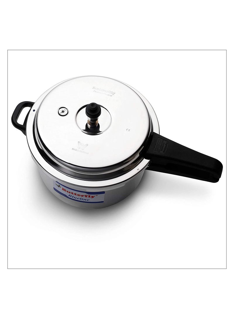 Butterfly Blue Line Stainless Steel Pressure Cooker Ergonomically designed handles With Safety valve, Dishwasher Safe & induction compatible 7.5 liter