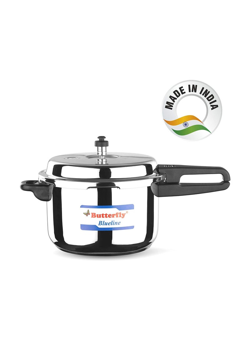 Butterfly Blue Line Stainless Steel Pressure Cooker Ergonomically designed handles With Safety valve, Dishwasher Safe & induction compatible 7.5 liter