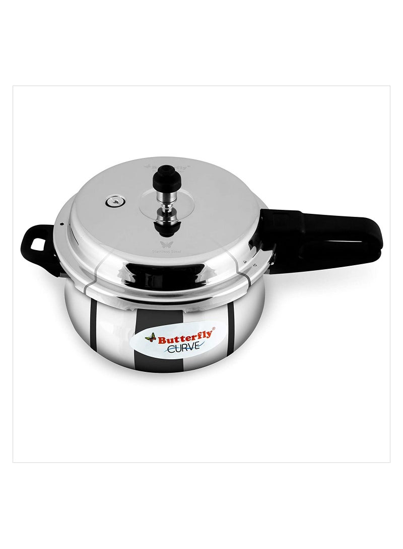 Butterfly Stainless Steel 5.5-Liter Curve Pressure Cooker, Large, Silver