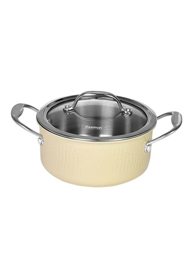 Brigitte Stainless Steel Saucepan With Lid Beige/Silver 18х8.5cm