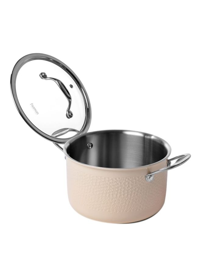 Brigitte Stainless Steel Saucepan With Lid Beige/Silver 18х8.5cm