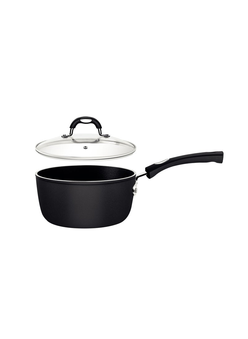 Since 1911,Made in Brazil- Monaco Induction 20cm 2.6L Black Aluminum Saucepan with Interior and Exterior Starflon Premium PFOA Free Nonstick Coating