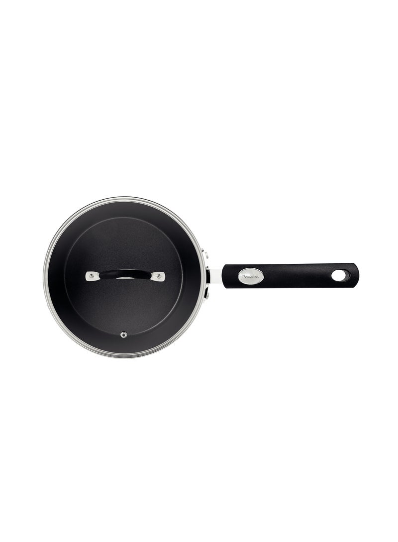 Since 1911,Made in Brazil- Monaco Induction 20cm 2.6L Black Aluminum Saucepan with Interior and Exterior Starflon Premium PFOA Free Nonstick Coating