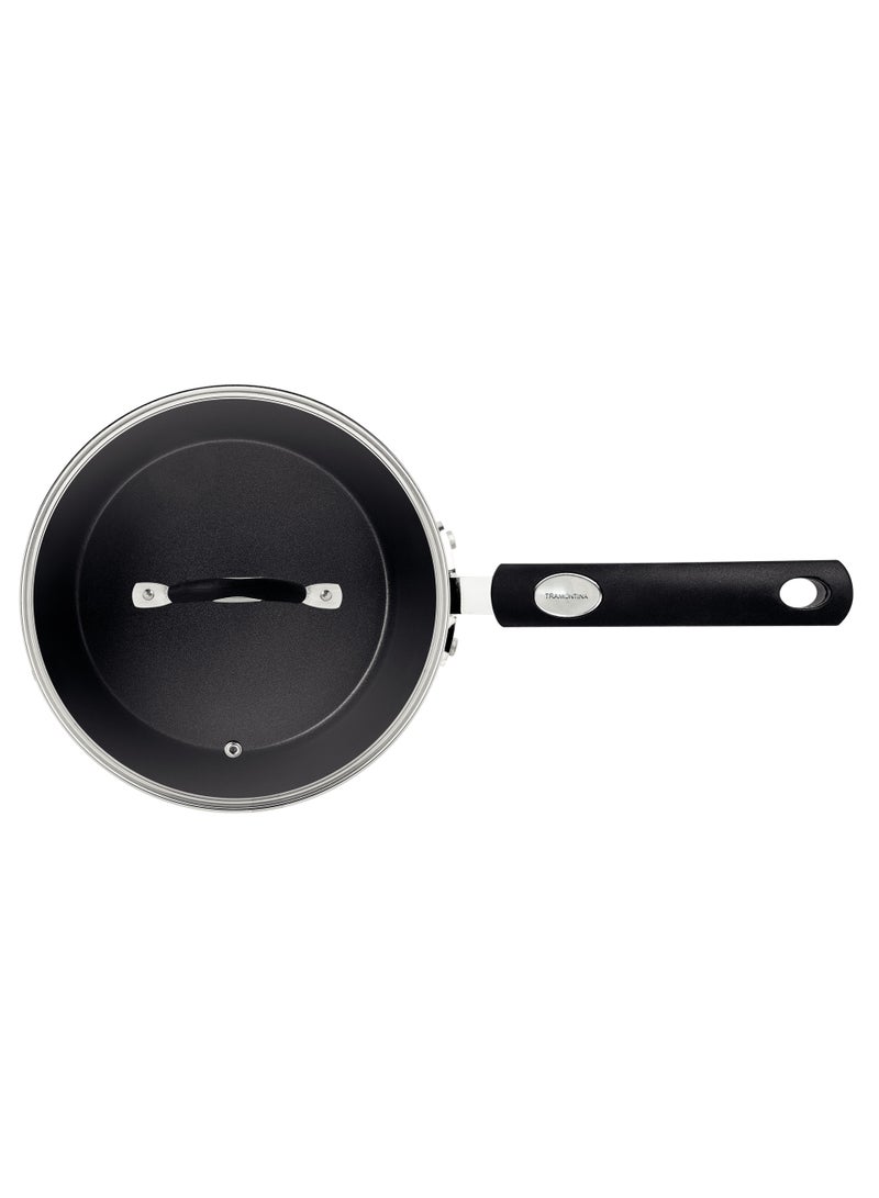 Since 1911,Made in Brazil- Monaco Induction 18cm 2L Black Aluminum Saucepan with Interior and Exterior Starflon Premium PFOA Free Nonstick Coating