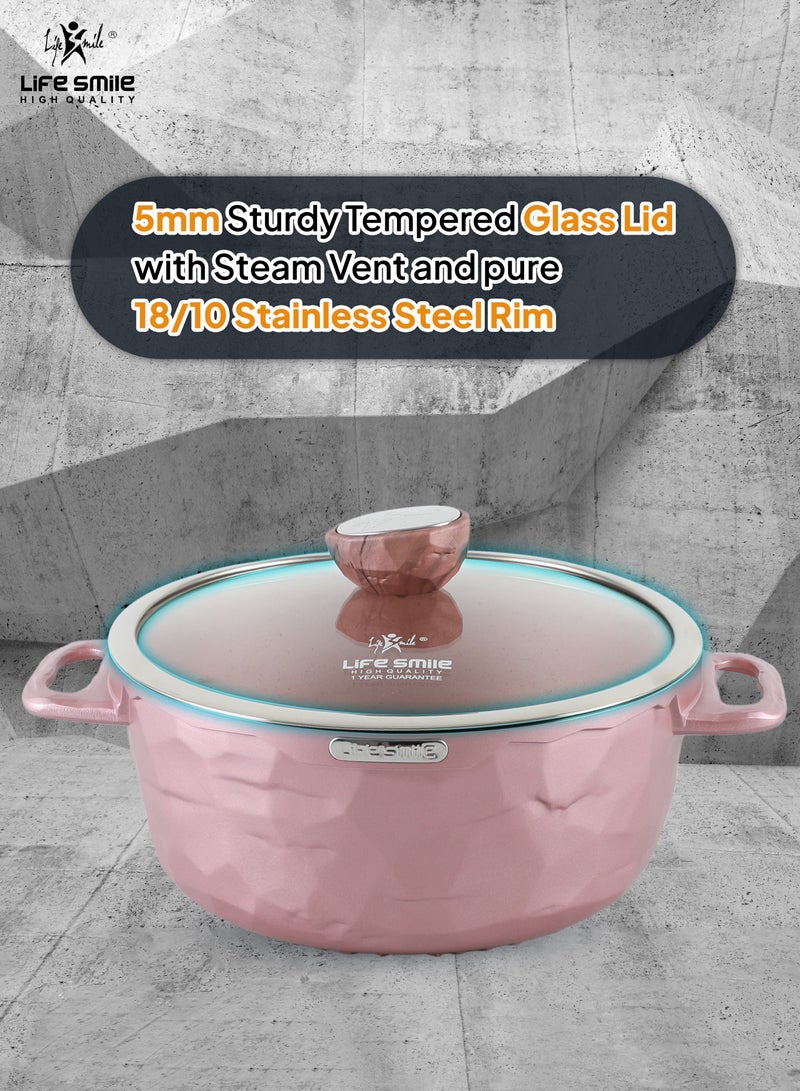 16/20/24/28/32cm Sizes Nonstick Stock Pot with Lid, Nonstick Soup Pot Casserole Pot Granite Cooking Pot, Induction Compatible Pot for Stews, Pasta, Stocks, Chilli and Broth, PFOA Free Oven Safe