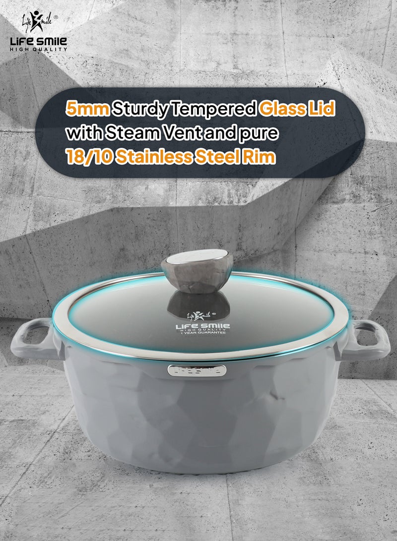 16/20/24/28/32cm Sizes Nonstick Stock Pot with Lid, Nonstick Soup Pot Casserole Pot Granite Cooking Pot, Induction Compatible Pot for Stews, Pasta, Stocks, Chilli and Broth, PFOA Free Oven Safe