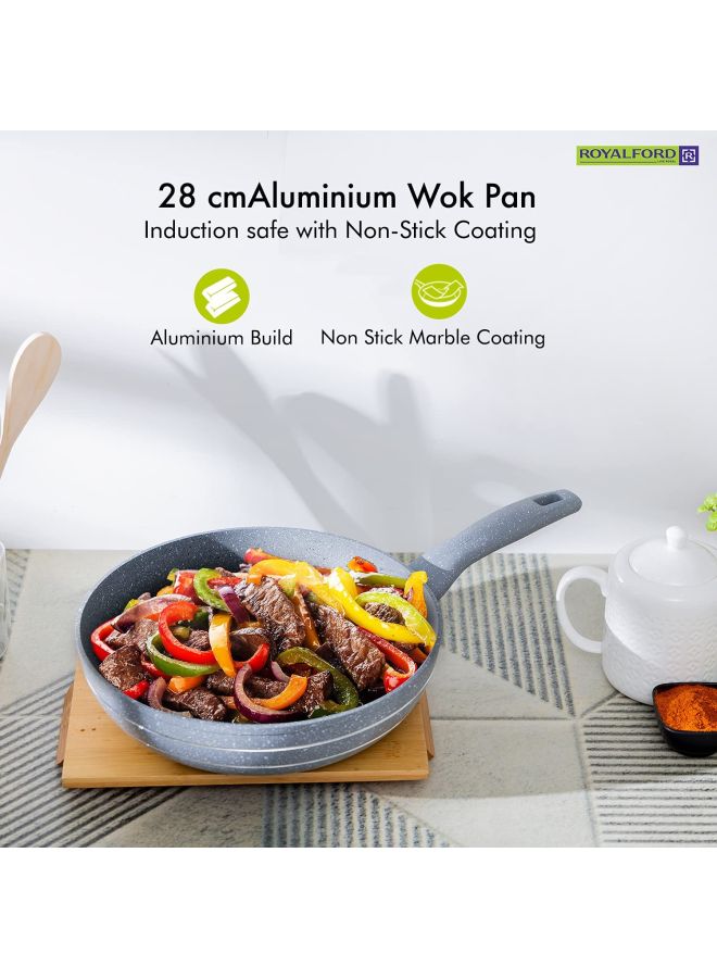 Forged Aluminum Wok Pan Grey/Silver