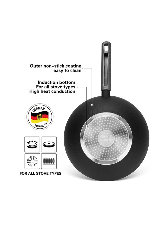 Wok Pan Aluminum With Induction Bottom Vela Rock Series Non-Stick Black/Silver 28x8cm