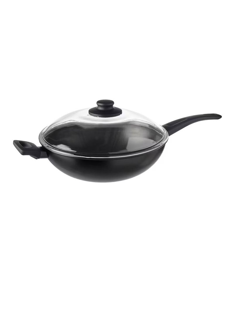 Wok with lid black 28 cm