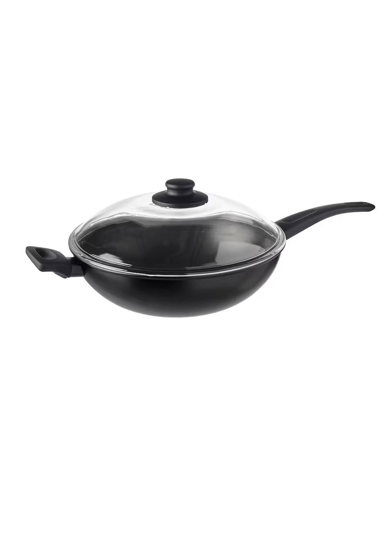 Wok with lid black 28 cm