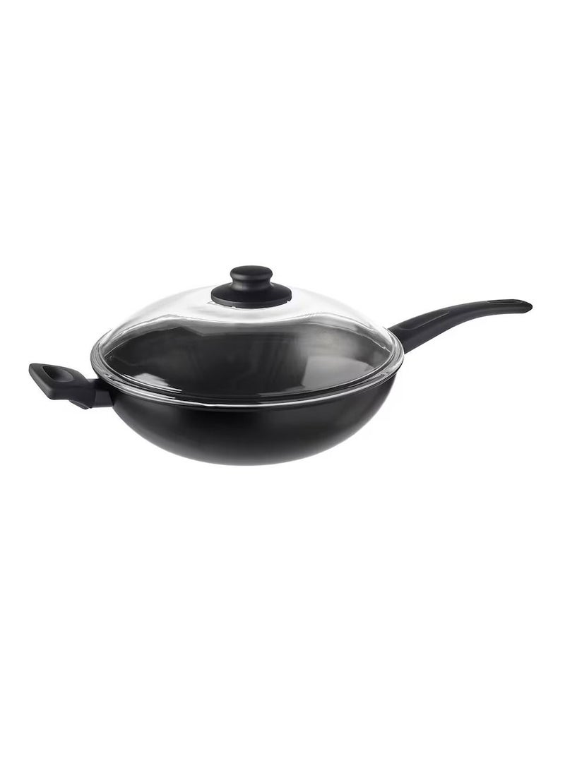 Wok with lid black 28 cm