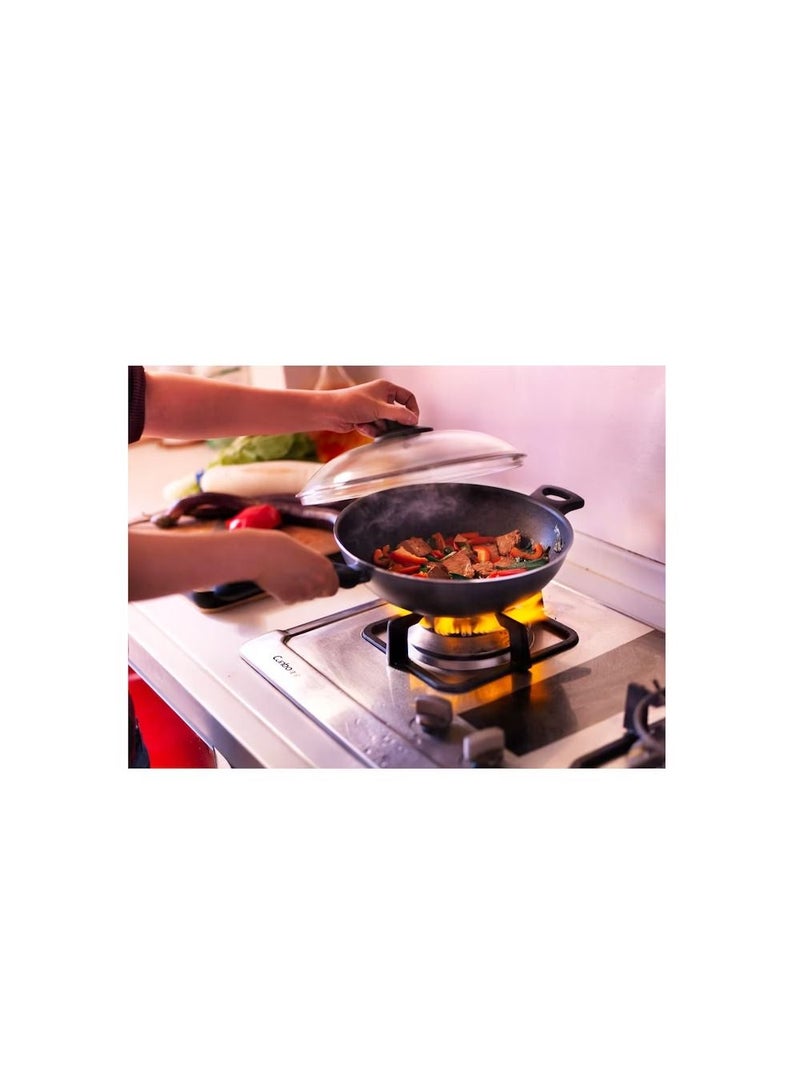 Wok with lid, black28 cm